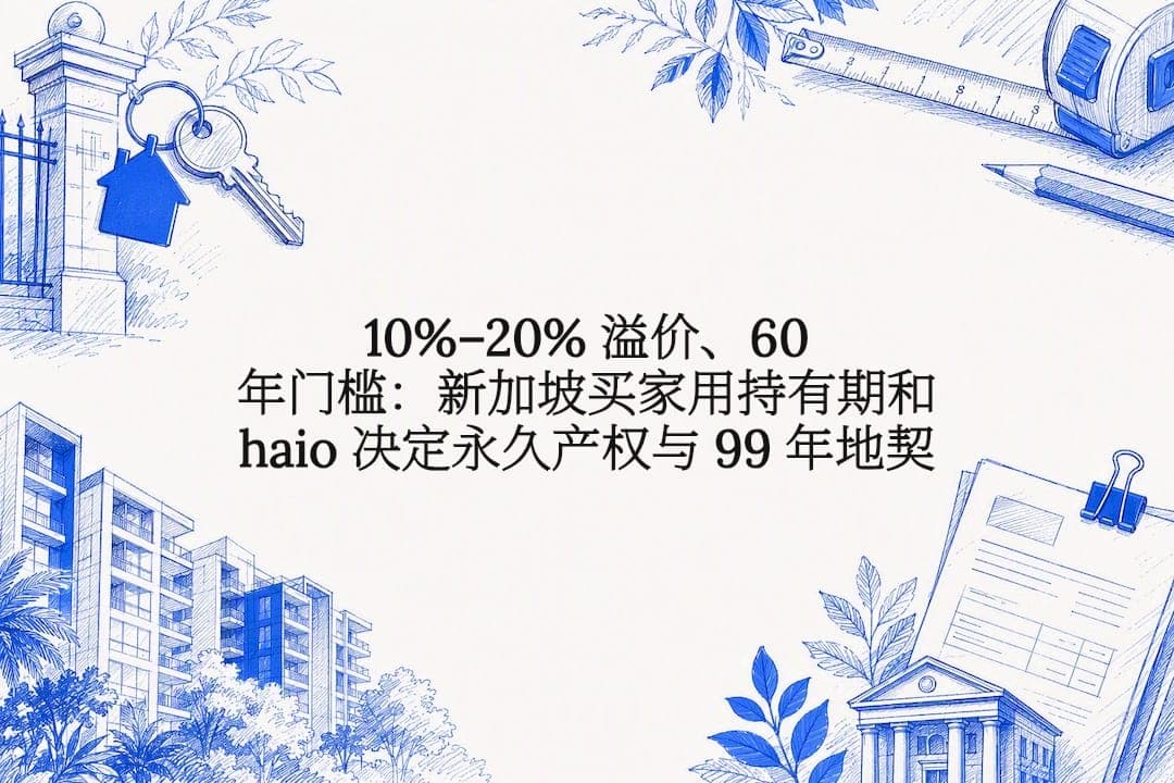 10%–20% 溢价、60 年门槛:新加坡买家用持有期和 haio 决定永久产权与 99 年地契