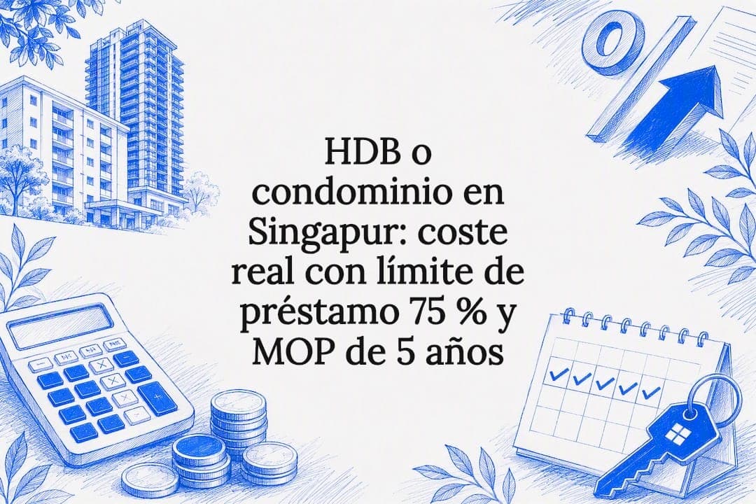 HDB o condominio en Singapur: coste real con límite de préstamo 75 % y MOP de 5 años